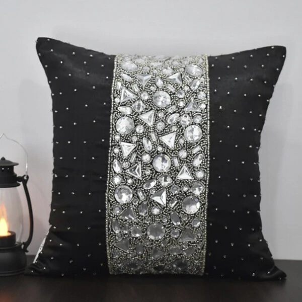 Almofada Cetim Crystale Black