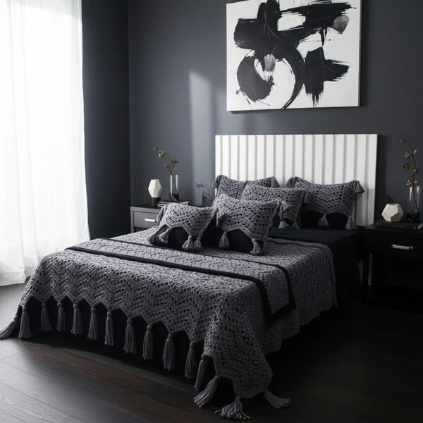 Jogo de cama Le Unique Crochê Lã de Algodão Egípcio com percal 600 fios 15 Peças