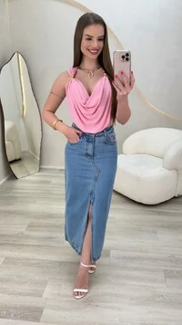 Saia Jeans Midi