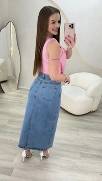 Saia Jeans Midi