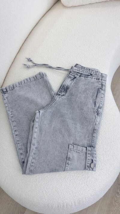Foto Calça Jeans Wide Leg Cargo