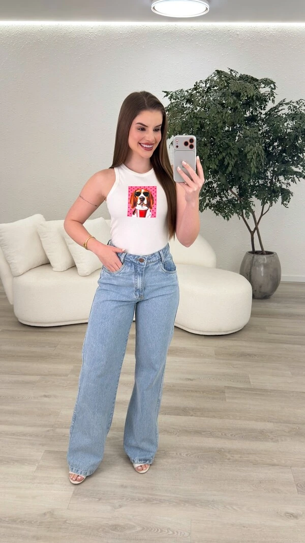 Calça Jeans Wide Leg