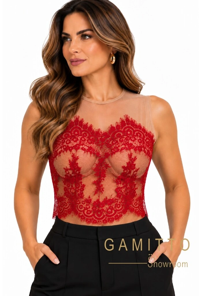 Foto Top Tule Com Detalhes em Renda