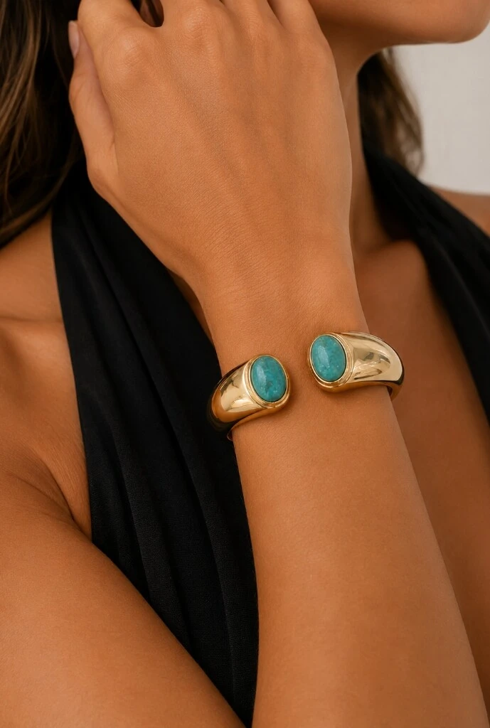 Foto Bracelete Pedra em Banho Ouro