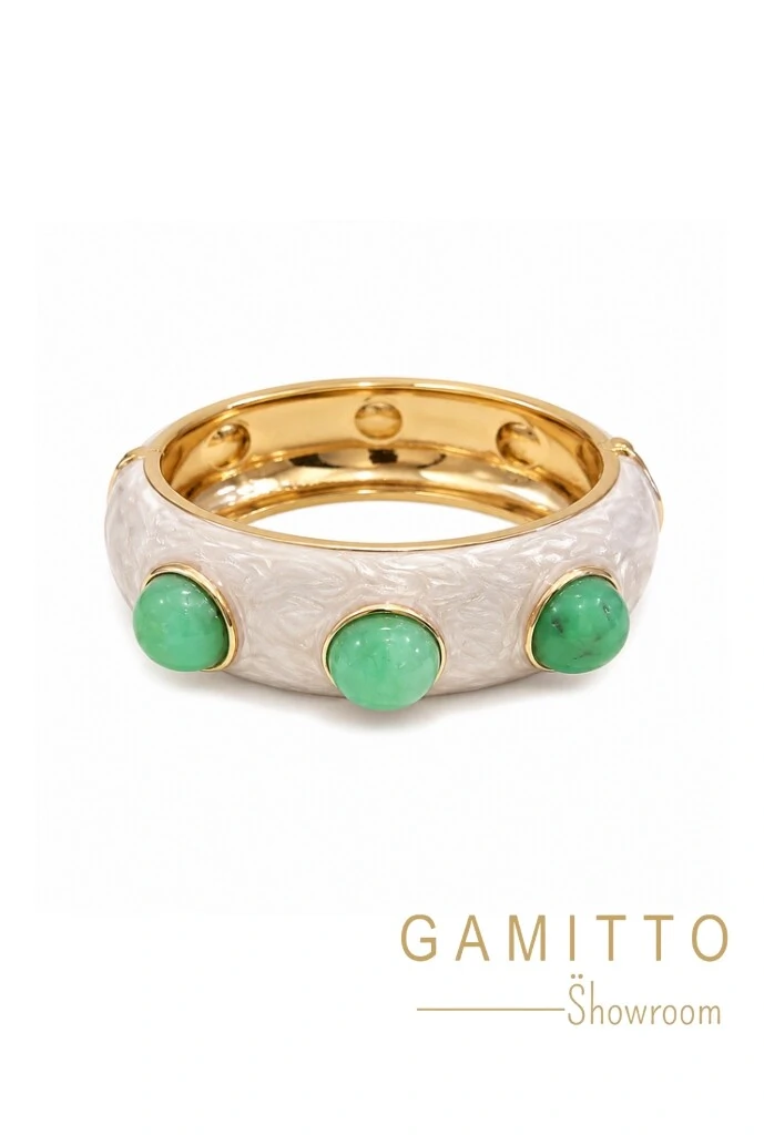 Foto Bracelete Pedra Esmaltado em Banho Ouro