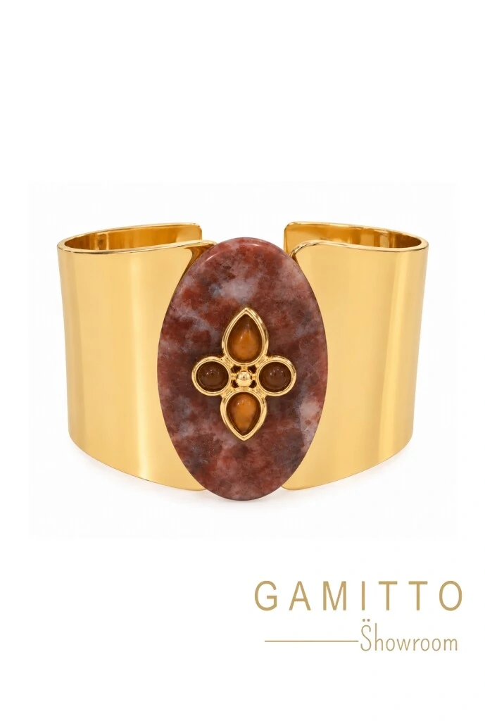 Foto Bracelete Jaspe em Banho Ouro