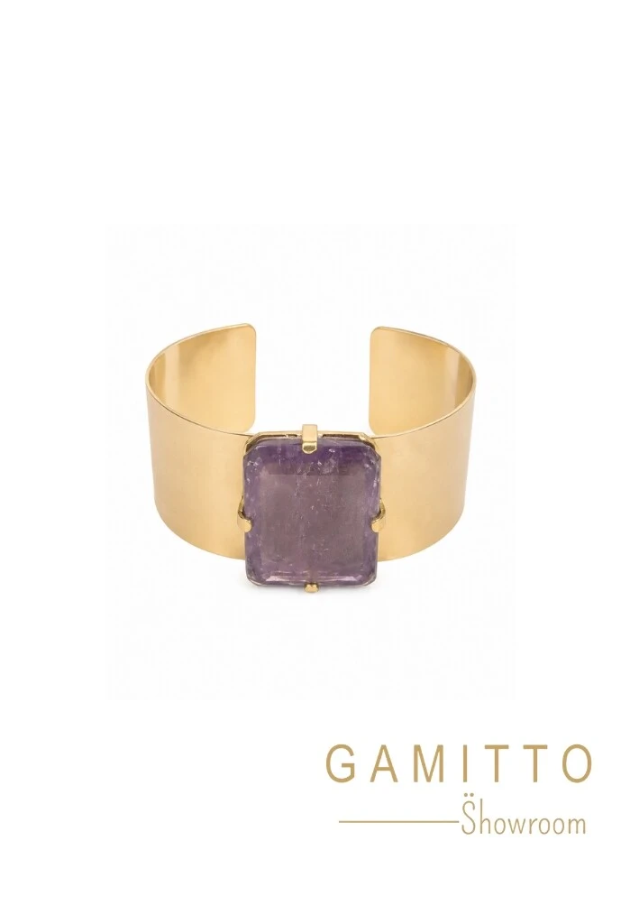 Foto Bracelete Ametista em Banho Ouro