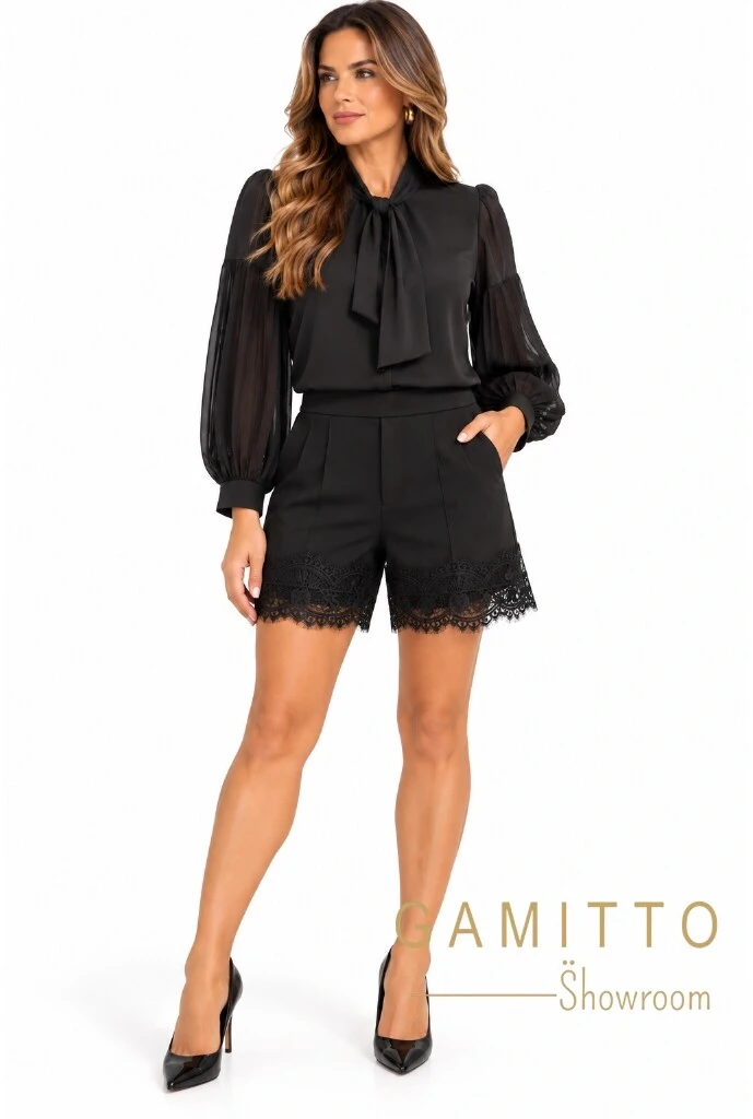 Foto Short Alfaiataria Com Renda