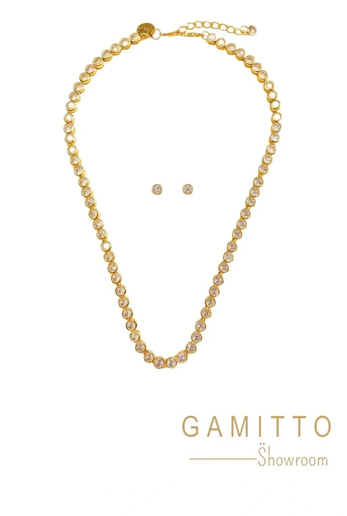 FotoKit Colar e Brinco Cristais em Banho Ouro