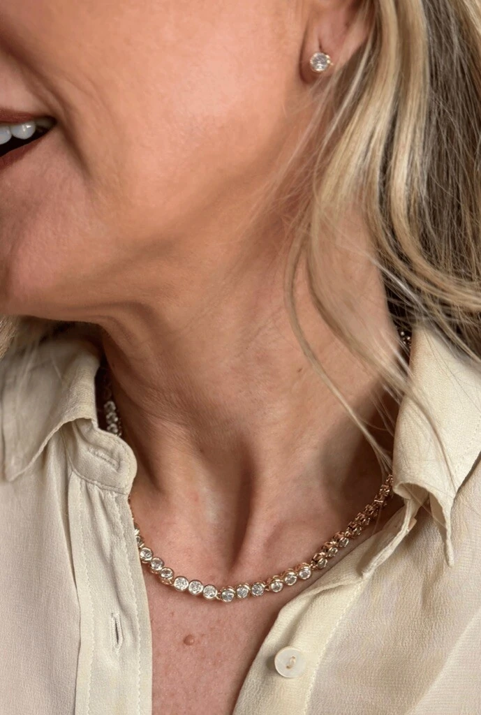 FotoKit Colar e Brinco Cristais em Banho Ouro