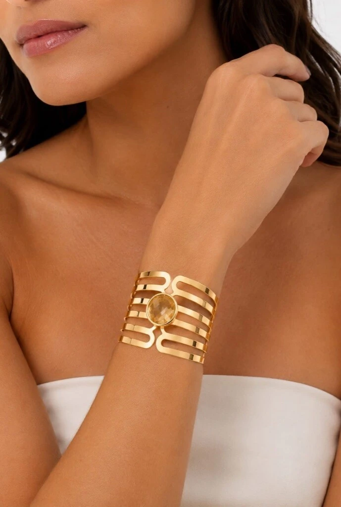 Foto Bracelete Pedra em Banho Ouro