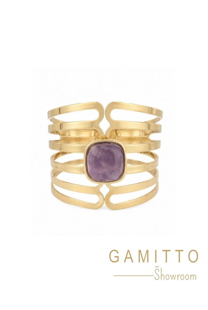 Foto Bracelete Ametista em Banho Ouro