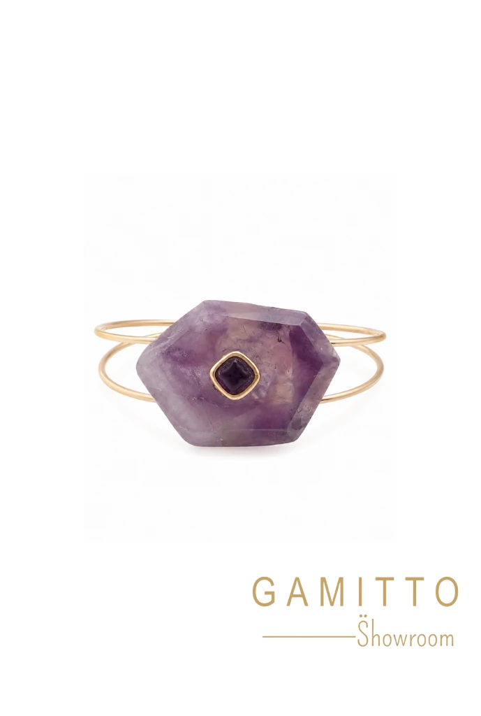 Foto Bracelete Ametista em Banho Ouro
