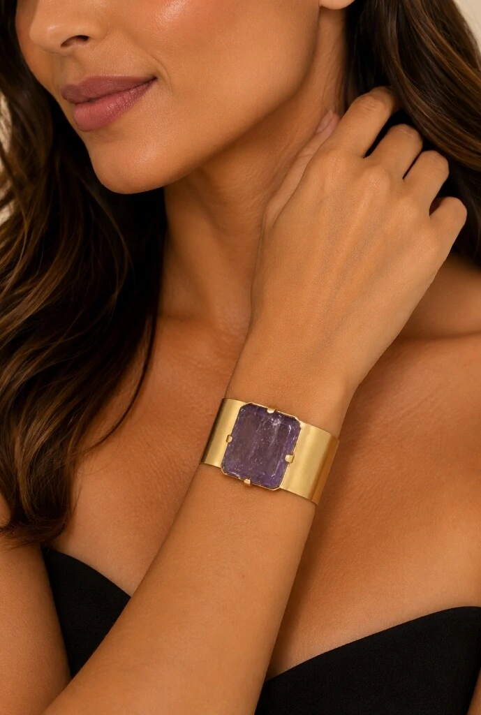 Foto Bracelete Ametista em Banho Ouro
