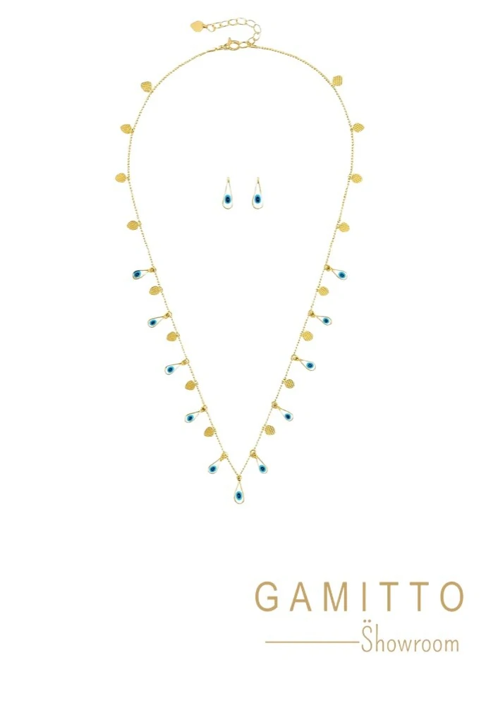 FotoKit Colar e Brinco Olho Grego em Banho Ouro