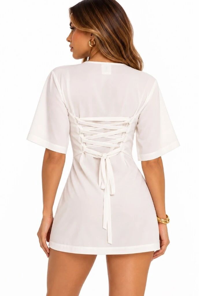 Foto Maxi Tee Com Detalhes em Renda