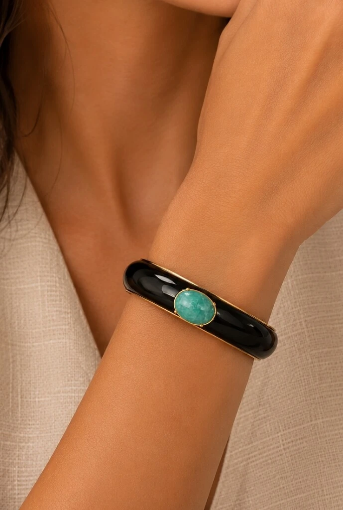 Foto Bracelete Esmaltação em Banho Ouro