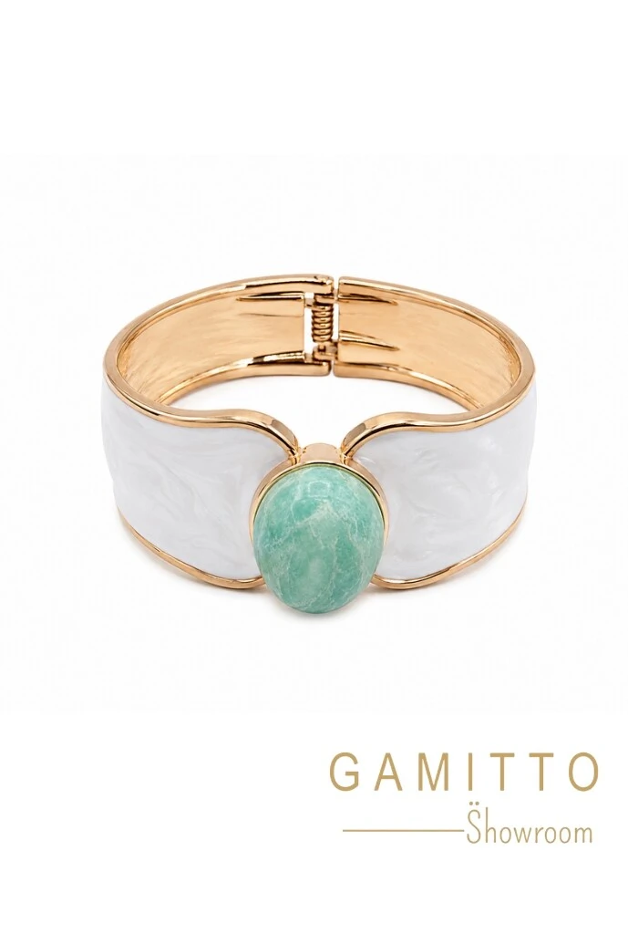 Foto Bracelete Pedra Esmaltado em Banho Ouro
