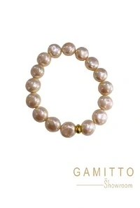 Pulseira Pérola Rosê em Banho Ouro