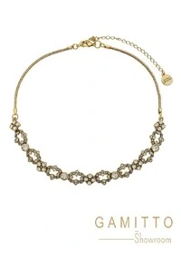 Colar Cristais em Banho Ouro Vintage