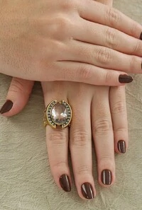 Anel Cristais em Banho Ouro Vintage