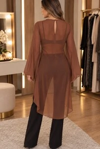 Túnica Marrom em Chiffon
