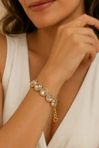 Pulseira Cristais em Banho Ouro