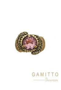 Anel Cristais em Banho Ouro Vintage