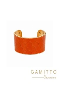 Bracelete Couro Exótico em Banho Ouro