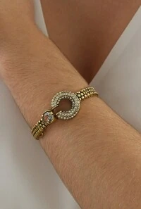 Pulseira Cristais em Banho Ouro Vintage