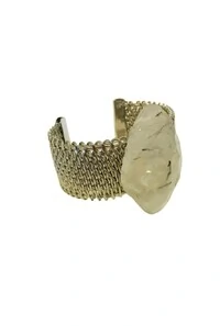 Bracelete Quartzo Rutilado em Banho Prata