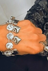 Pulseira Cristais em Banho Prata