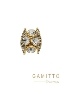 Anel Cristais em Banho Ouro Vintage