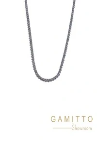 Colar Cristais em Banho Prata