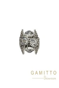 Anel Cristais em Banho Prata Vintage