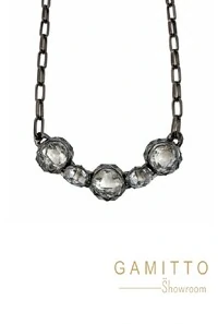 Colar Cristais em Banho Grafite