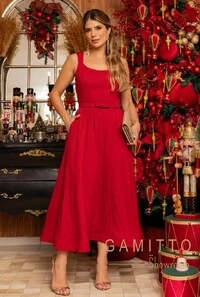 Vestido em Jacquard com Cinto