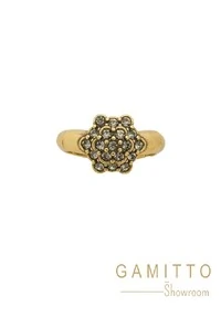 Anel Cristais em Banho Ouro Vintage