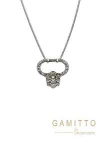 Colar Cristais em Banho Prata Vintage