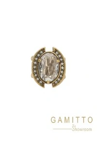 Anel Cristais em Banho Ouro Vintage