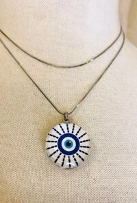 Colar Olho Grego em Banho Prata