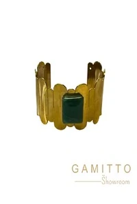 Bracelete Quartzo Verde em Banho Ouro