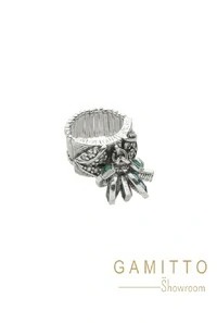 Anel Cristais em Banho Prata Vintage