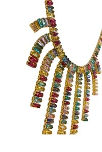 Colar Cristais em Banho Ouro