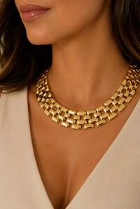 Colar Elos em Banho Ouro