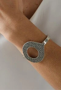 Pulseira Cristais em Banho Prata Vintage