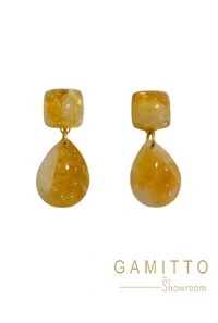 Brinco Citrino em Banho Ouro