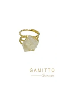 Anel Cristal em Banho Ouro