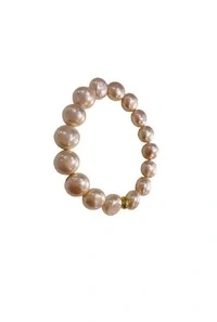 Pulseira Pérola Rosê em Banho Ouro