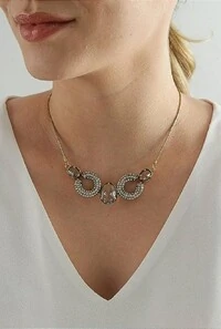 Colar Cristais em Banho Ouro Vintage